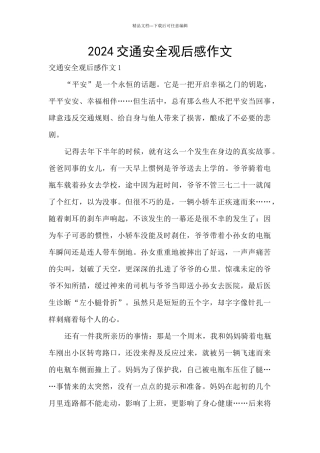 2024交通安全观后感作文