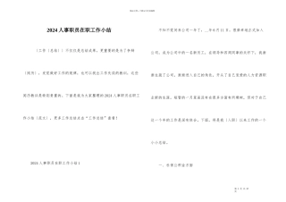 2024人事职员在职工作小结