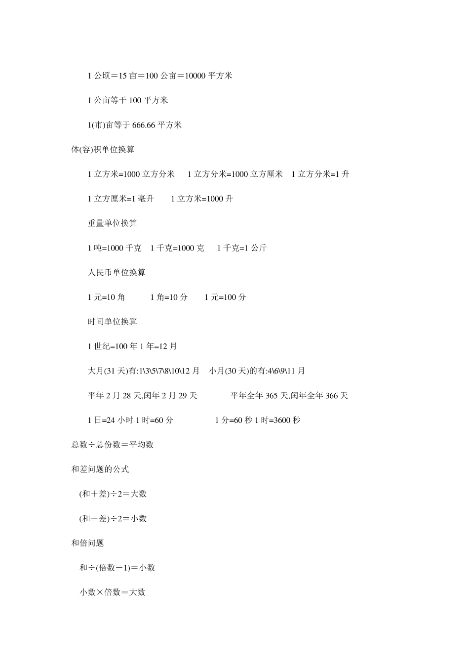 小学数学常用图形周长面积体积计算公式_第3页