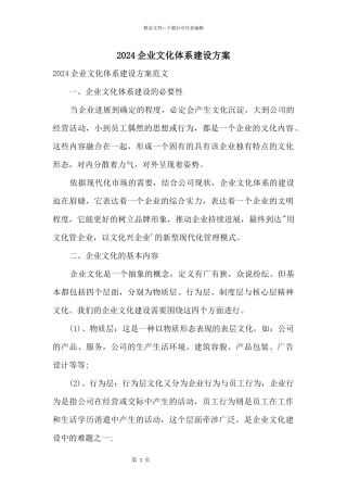 2024企业文化体系建设方案