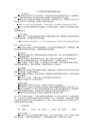 小学数学新课标课程目标