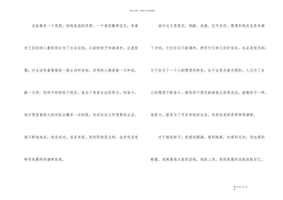 2024优秀《骆驼祥子》读书心得收获_第2页