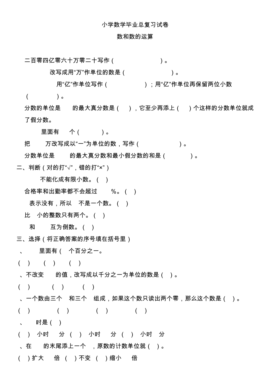 小学数学毕业总复习doc_第1页
