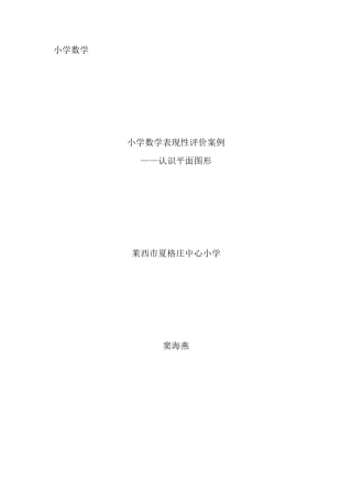 小学数学表现性评价案例