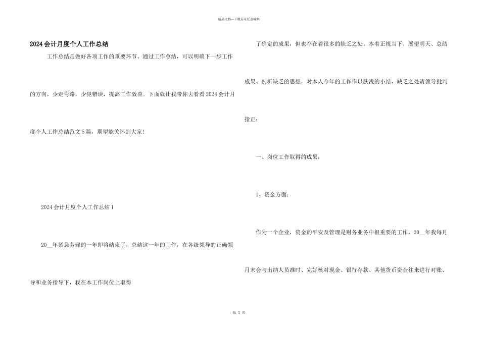 2024会计月度个人工作总结_第1页