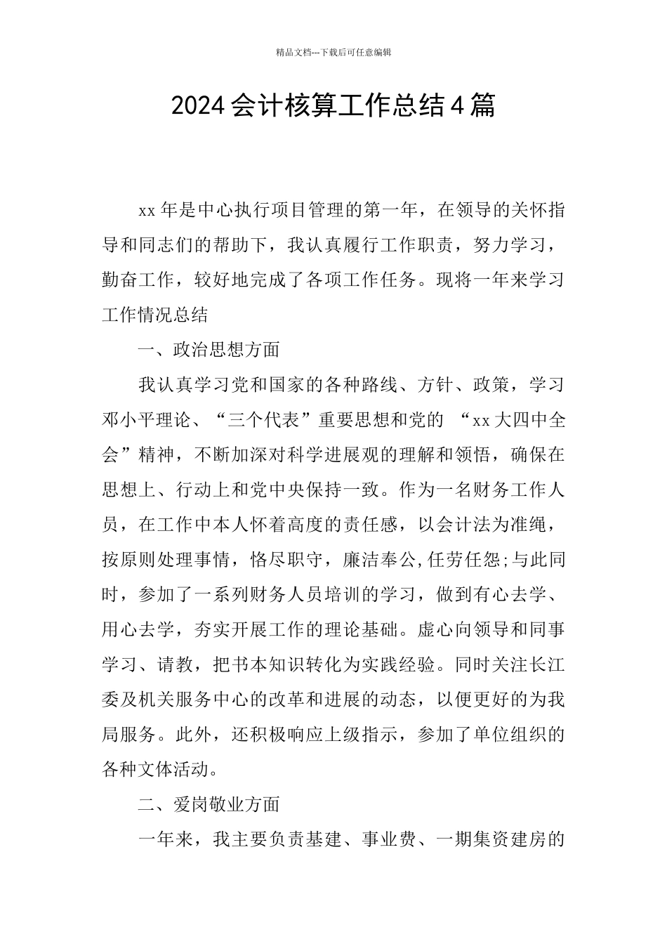 2024会计核算工作总结4篇_第1页