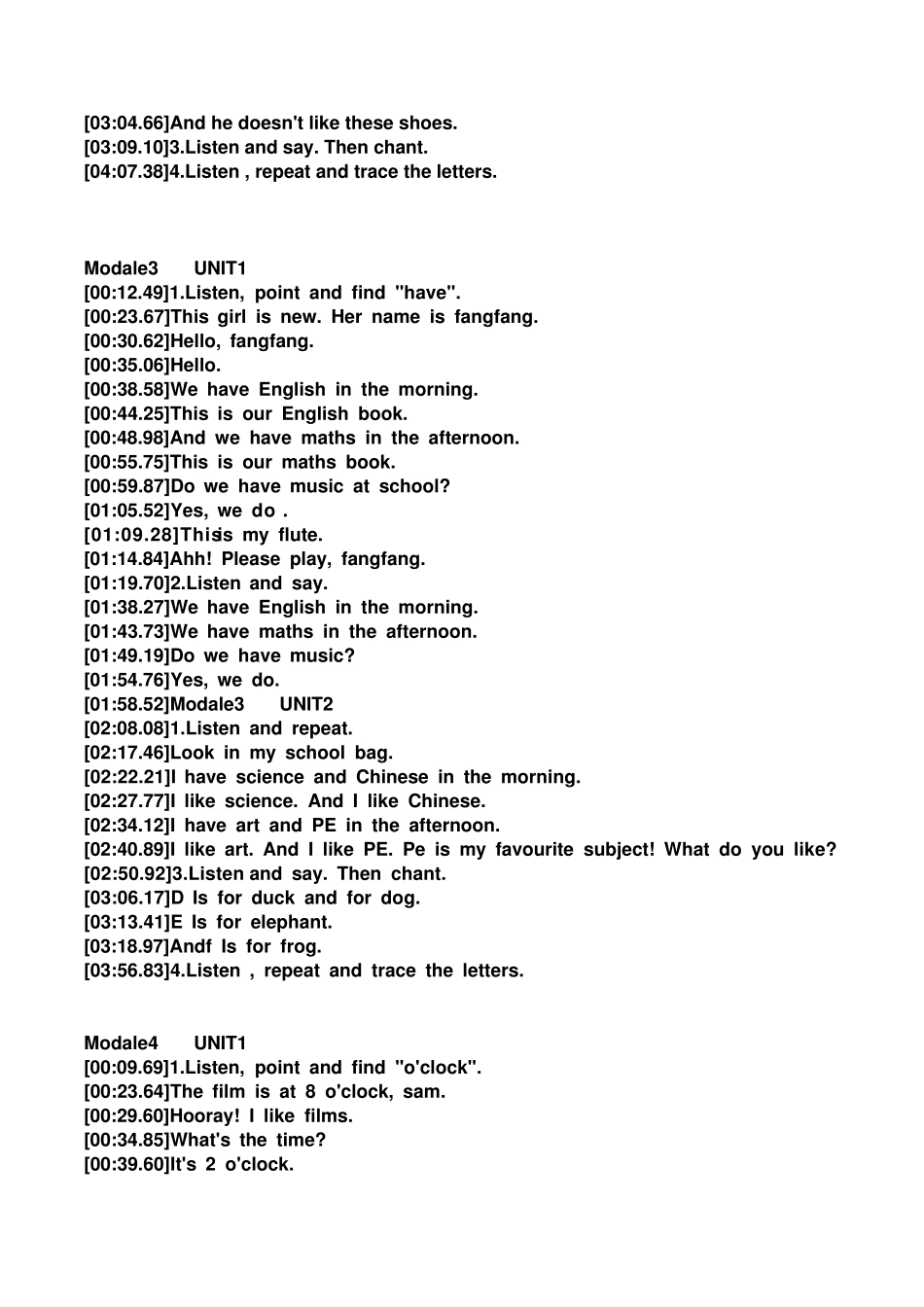 小学新标准英语一年级起点二年级课文_第2页