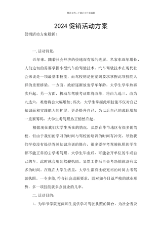 2024促销活动方案