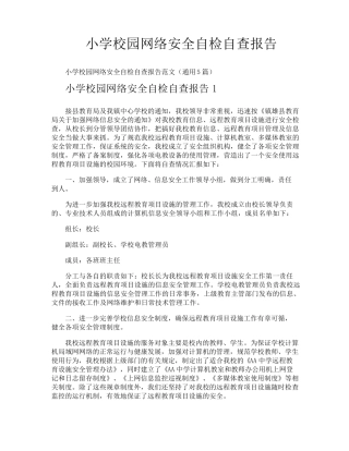 小学校园网络安全自检自查报告