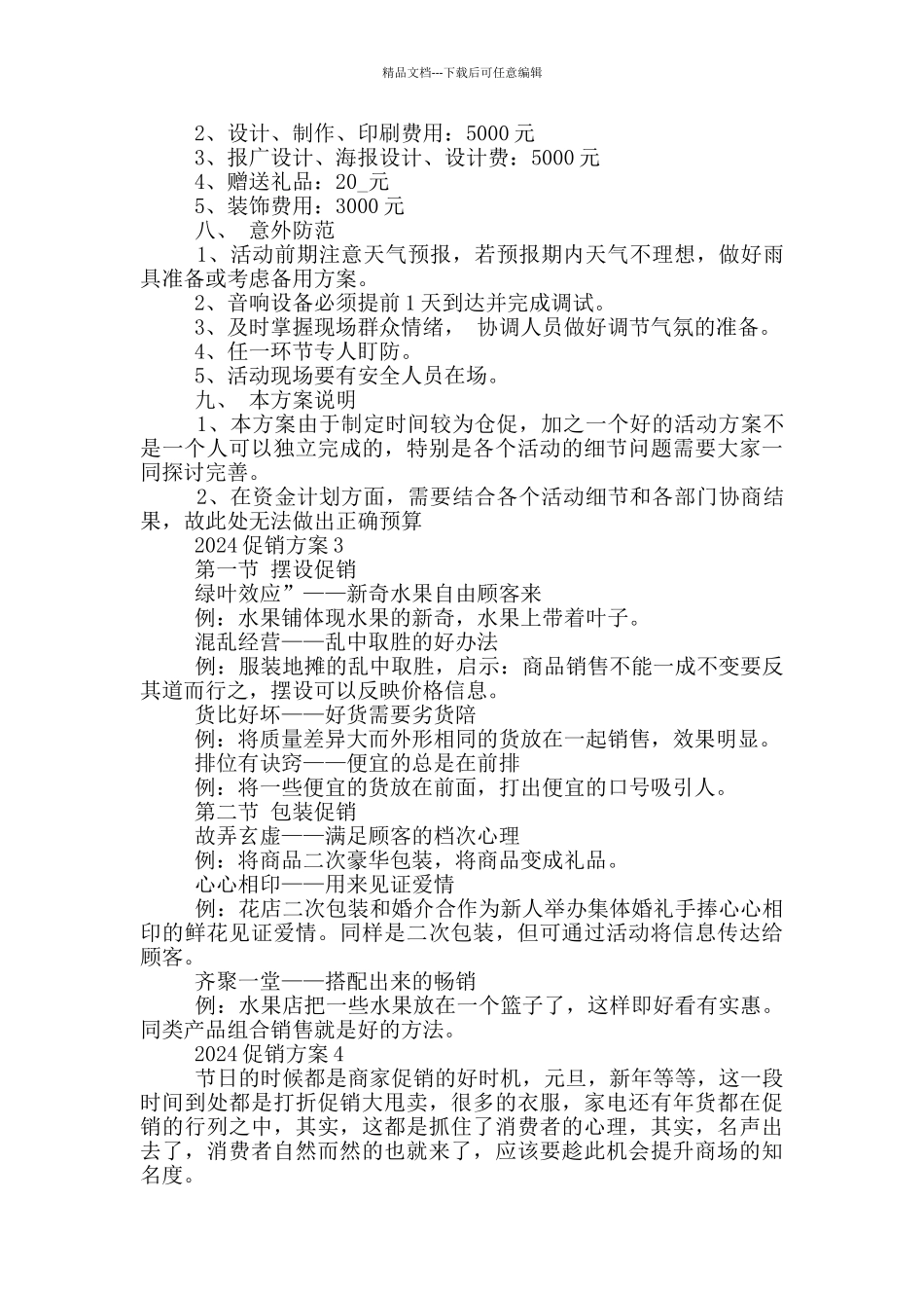 2024促销方案经典范文5篇_第3页