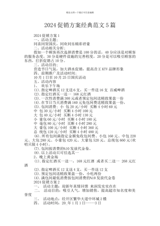 2024促销方案经典范文5篇