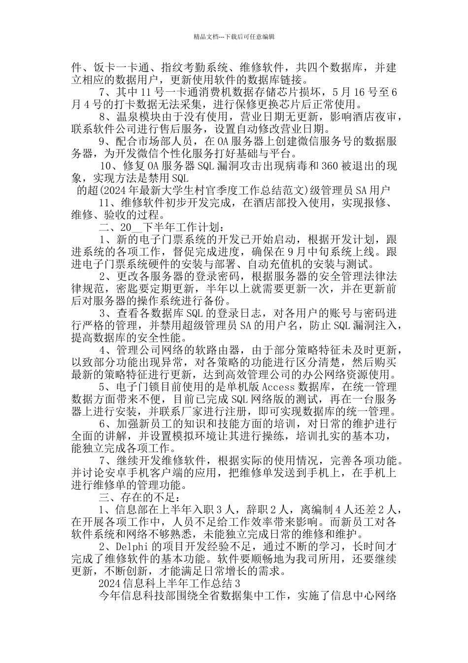 2024信息科上半年工作总结_第3页