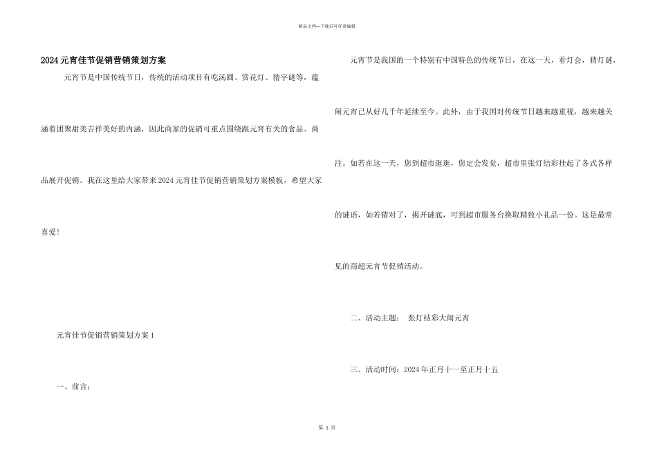 2024元宵佳节促销营销策划方案_第1页