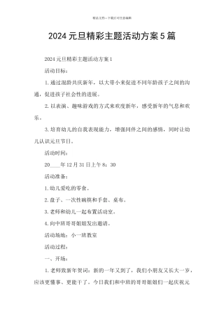2024元旦精彩主题活动方案5篇