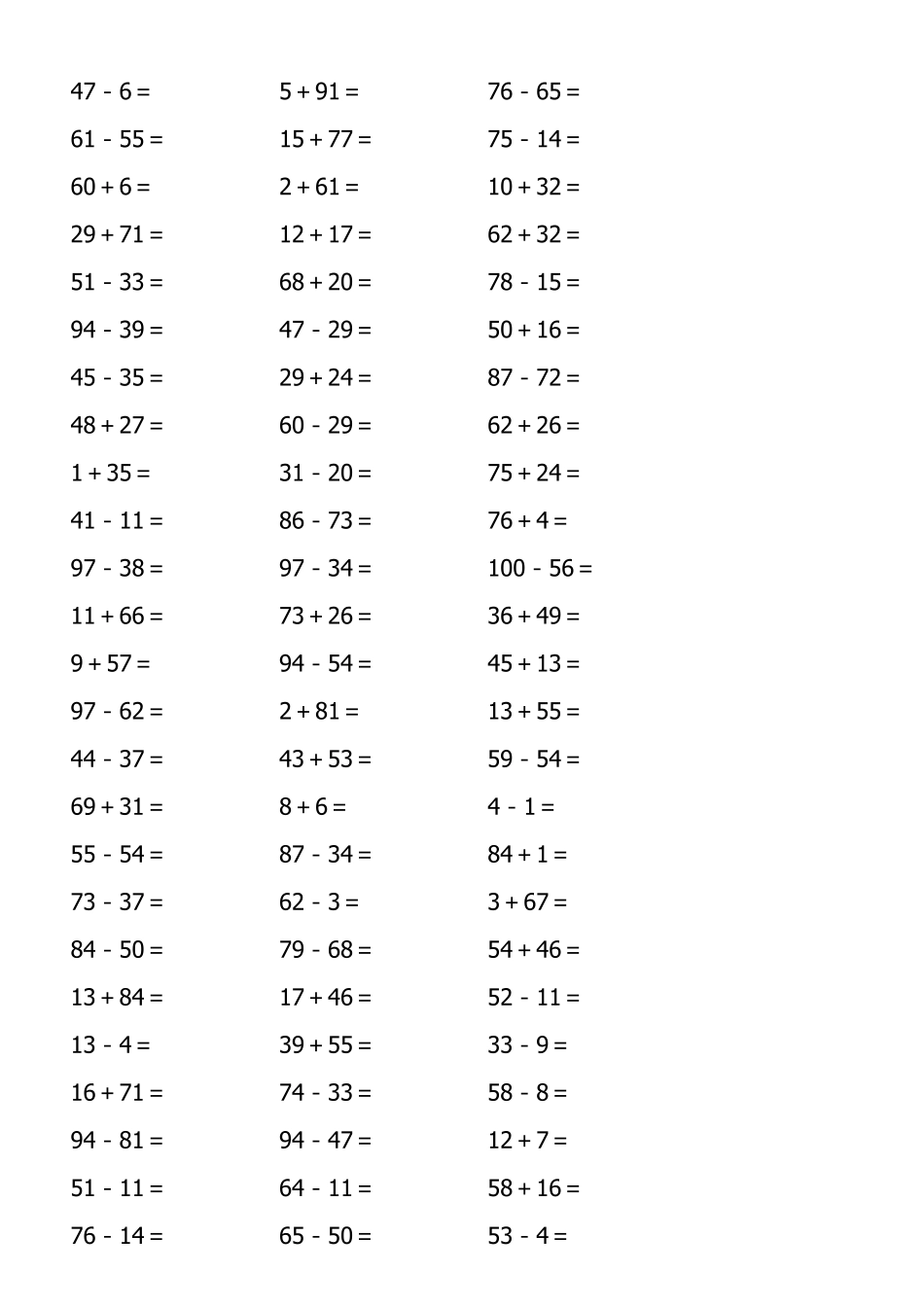 小学生100以内加减法练习题(3800道)非常实用_第3页