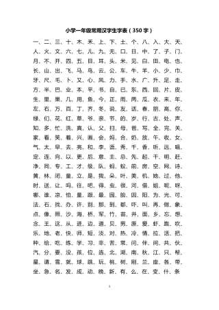 小学生1至6年级常用汉字表