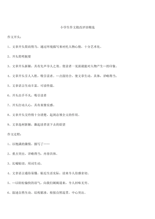 小学生作文批改评语
