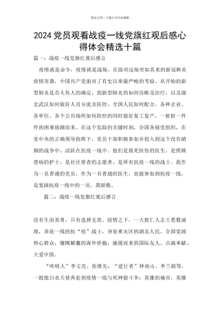 2024党员观看战疫一线党旗红观后感心得体会精选十篇