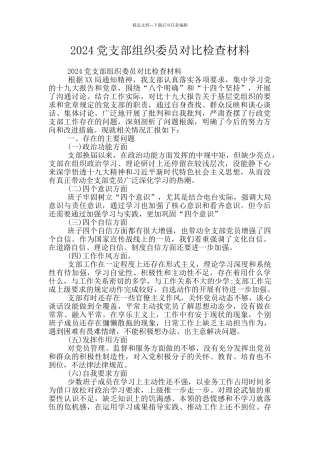 2024党支部组织委员对照检查材料