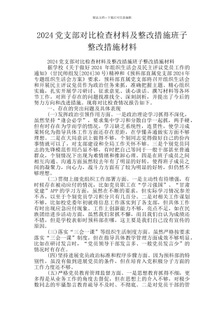 2024党支部对照检查材料及整改措施班子整改措施材料