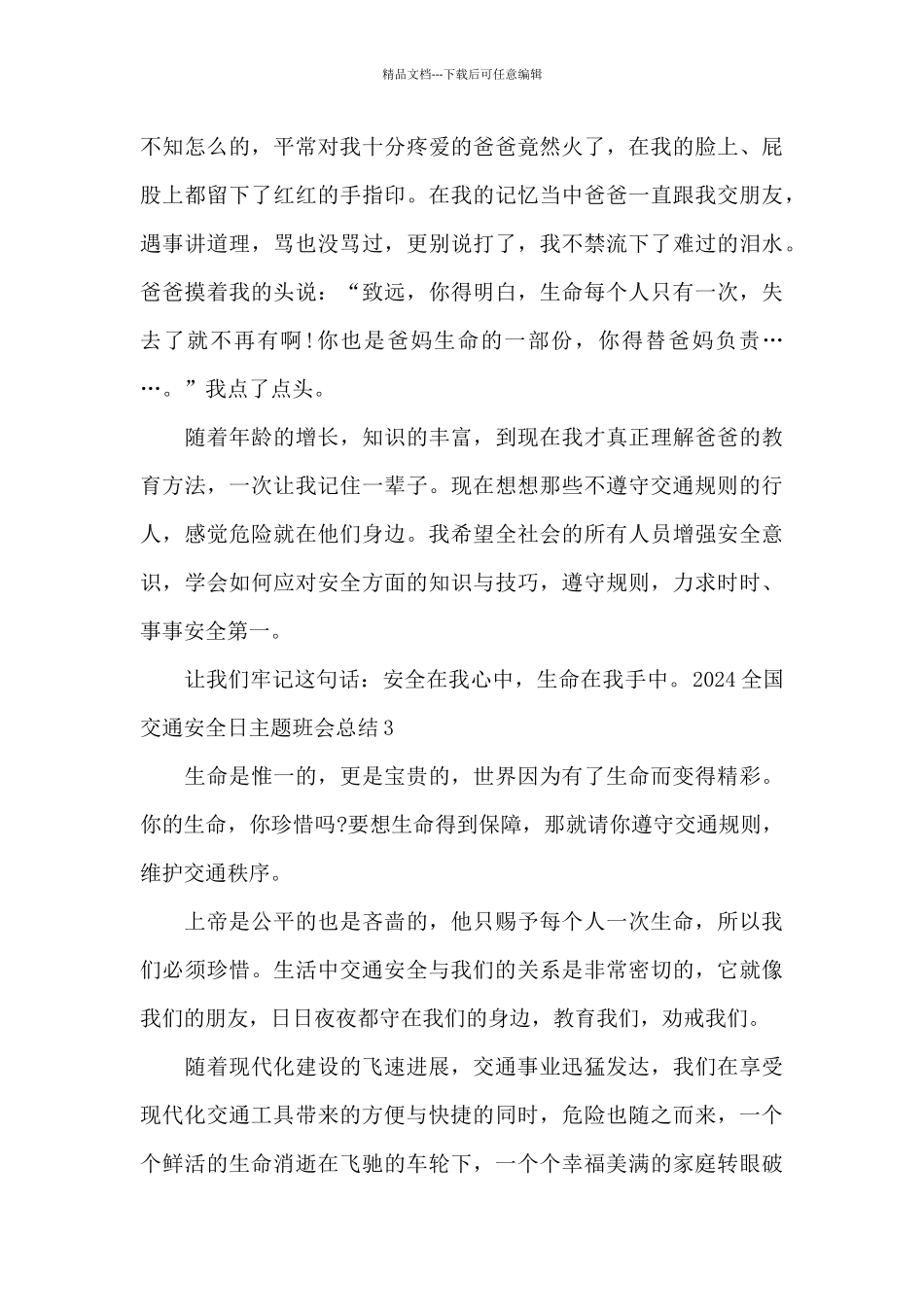 2024全国交通安全日主题班会总结_第3页