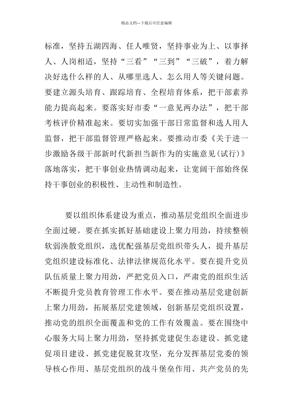 2024全市组织工作会议发言材料_第2页