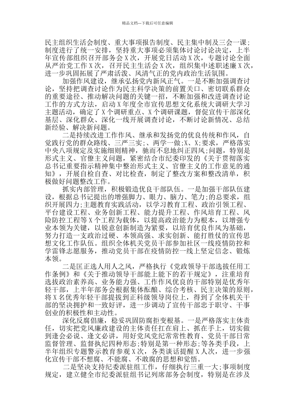 2024全面从严治党主体责任半年工作汇报范文_第2页