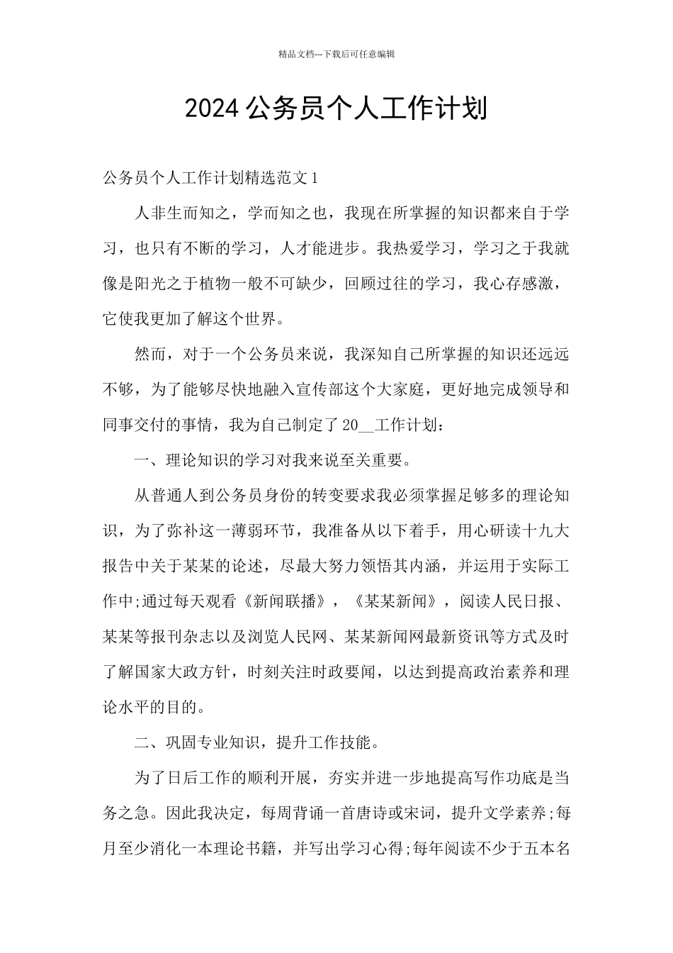 2024公务员个人工作计划_第1页