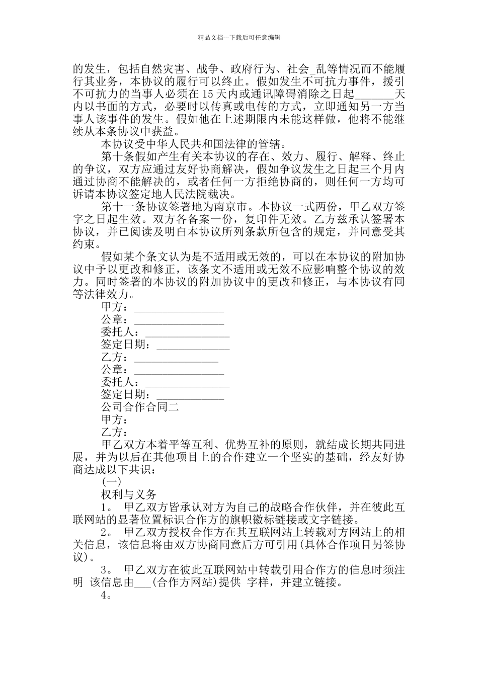 2024公司合作合同范本大全_第3页