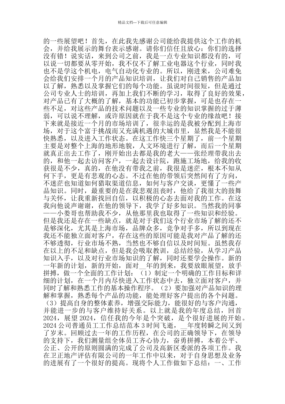 2024公司普通员工工作总结范本_第2页