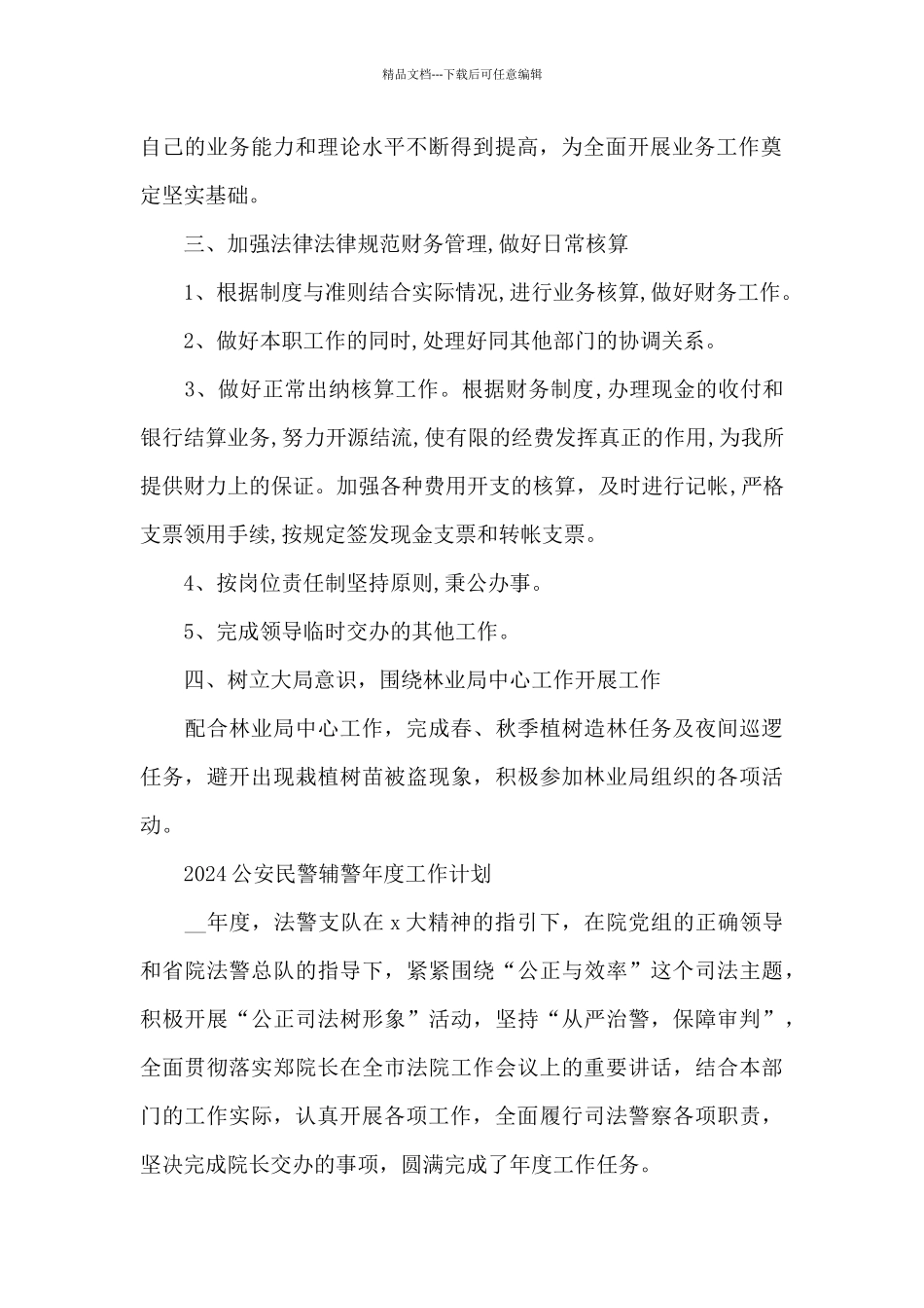 2024公安民警辅警年度工作计划_第2页