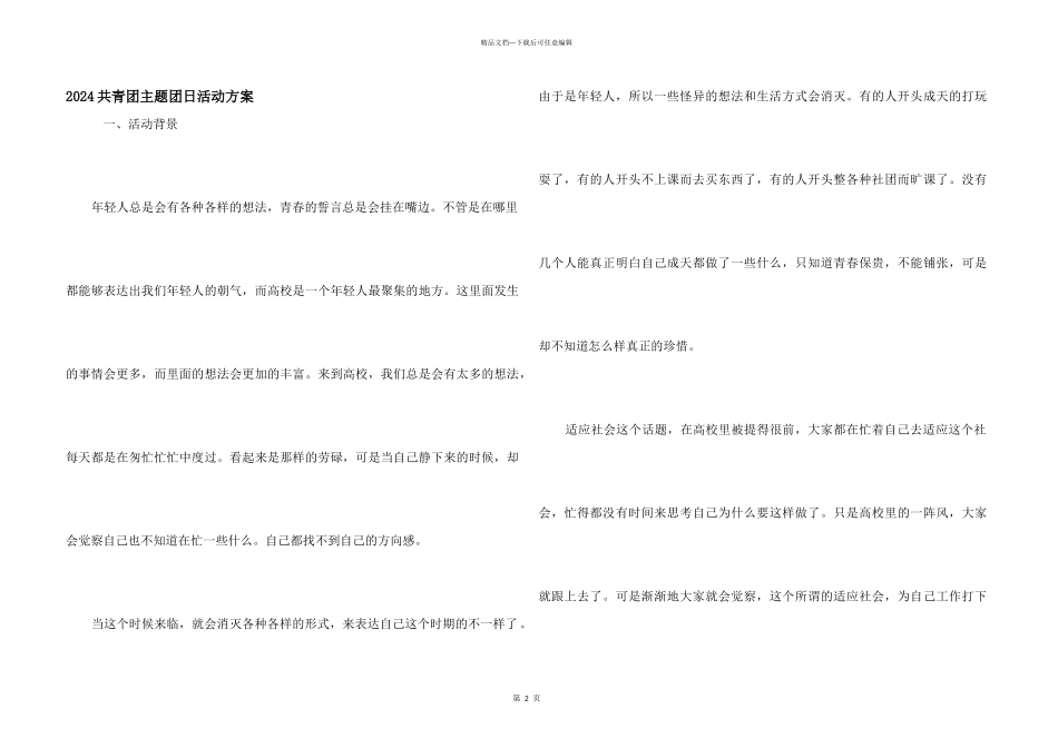 2024共青团主题团日活动方案_第1页