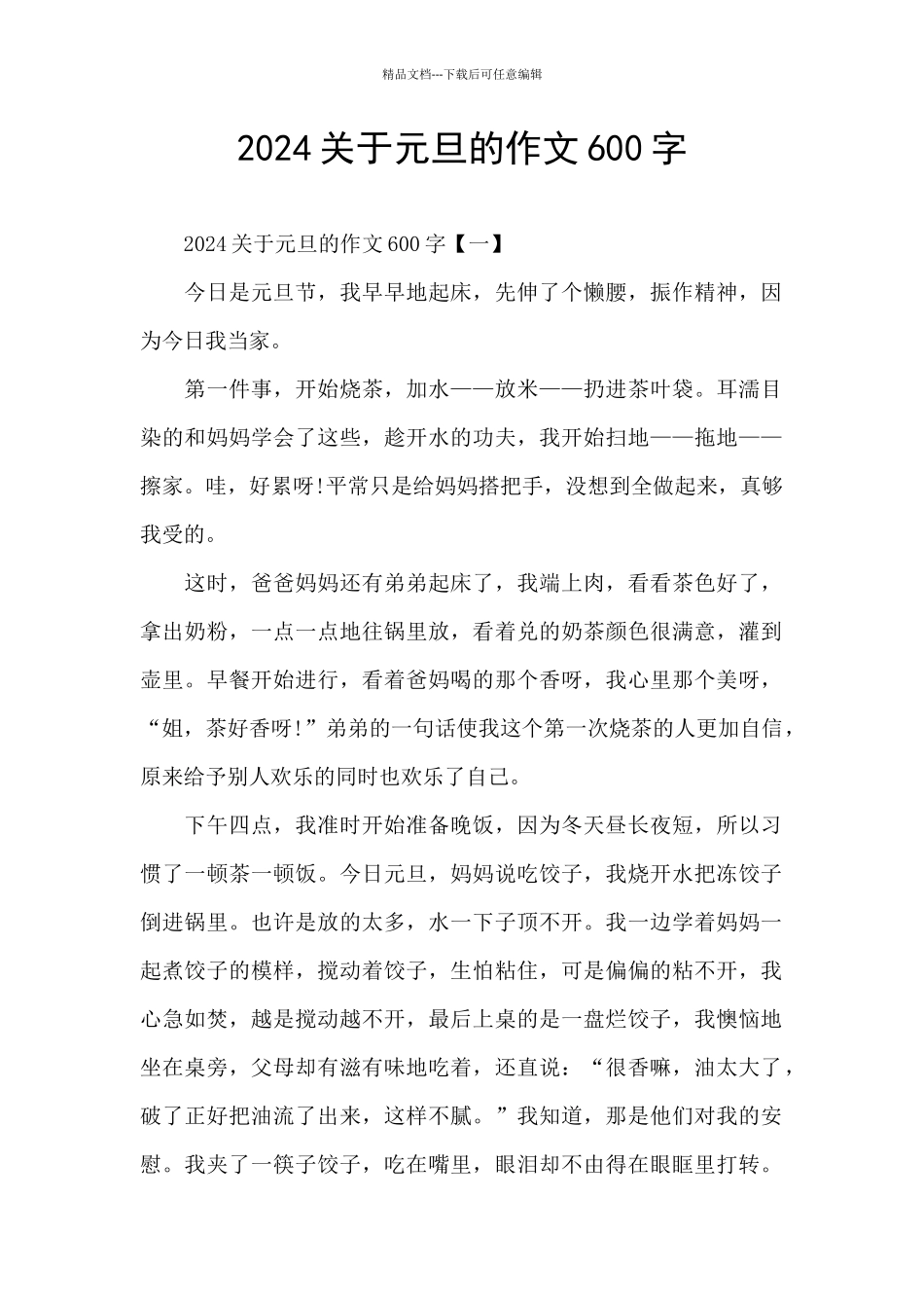 2024关于元旦的作文600字_第1页