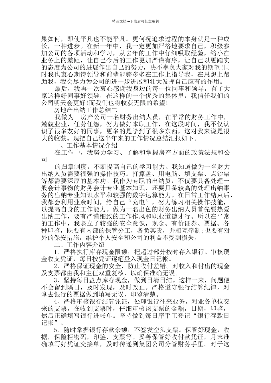 2024关于房地产出纳工作总结范文_第2页