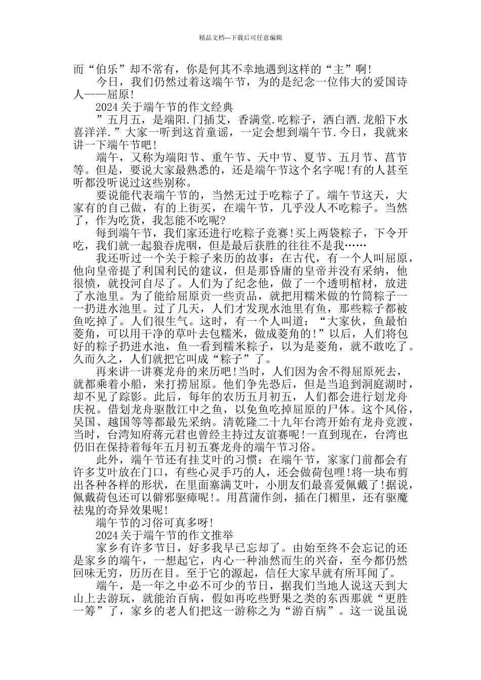 2024关于端午节的作文精彩必备例文五篇端午节作文素材大全_第2页