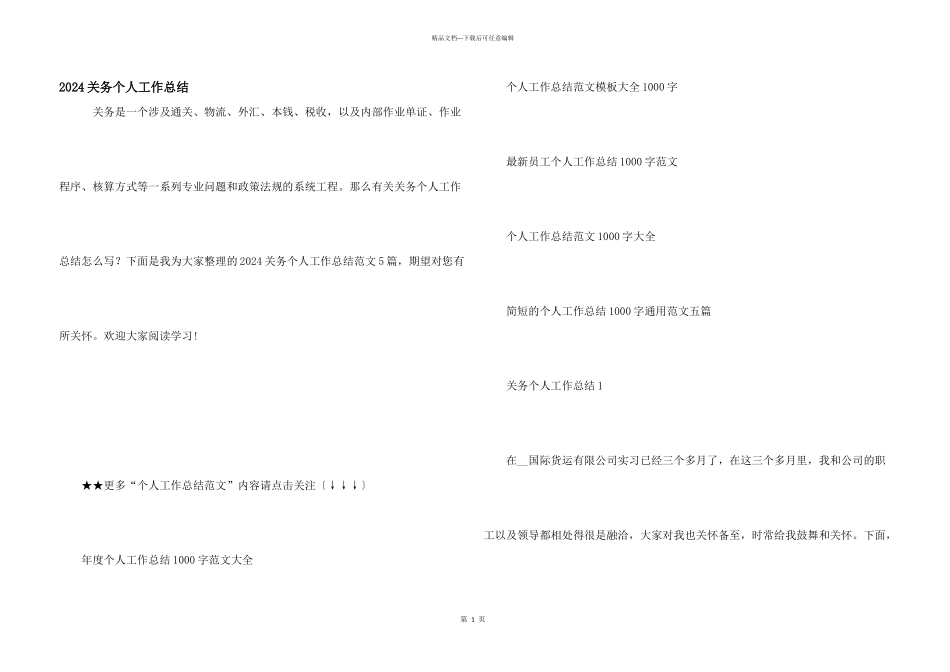 2024关务个人工作总结_第1页