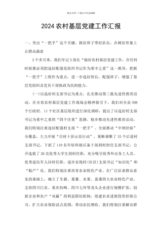 2024农村基层党建工作汇报