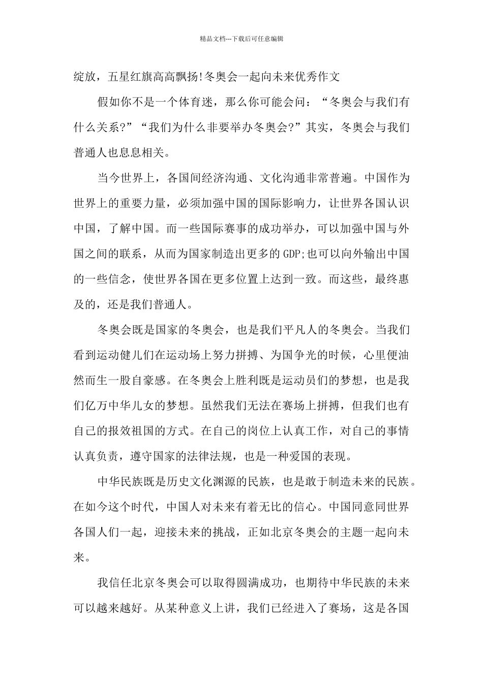 2024冬奥会一起向未来优秀作文600字_第3页