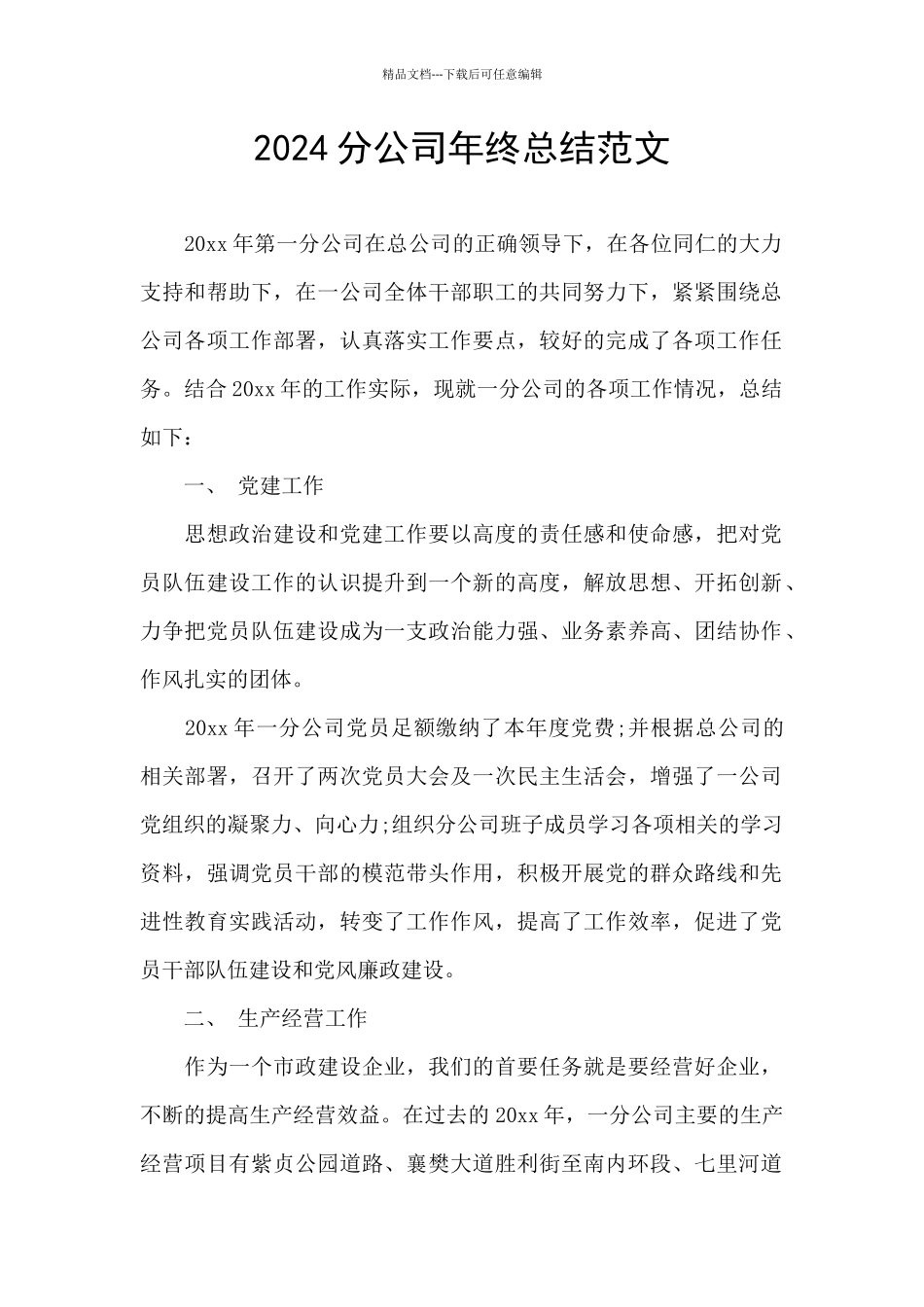 2024分公司年终总结范文_第1页