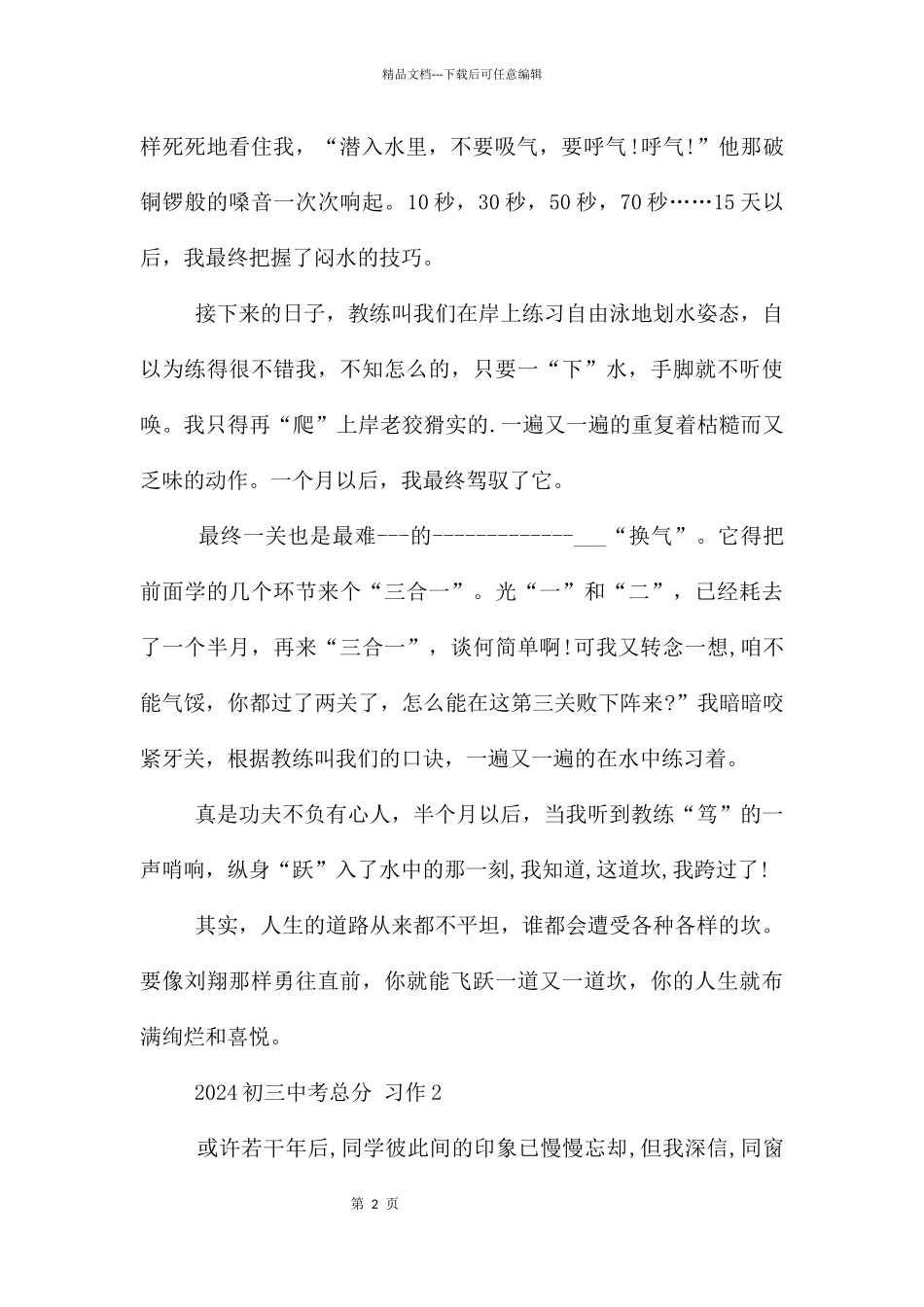2024初三中考满分习作_第2页
