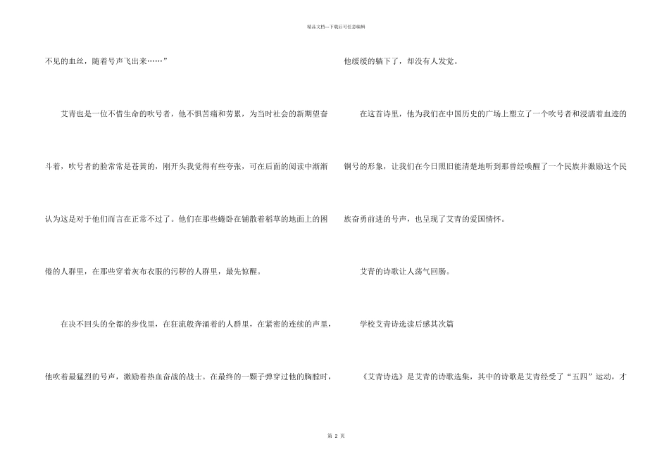 2024初中艾青诗选读后感600字_第2页