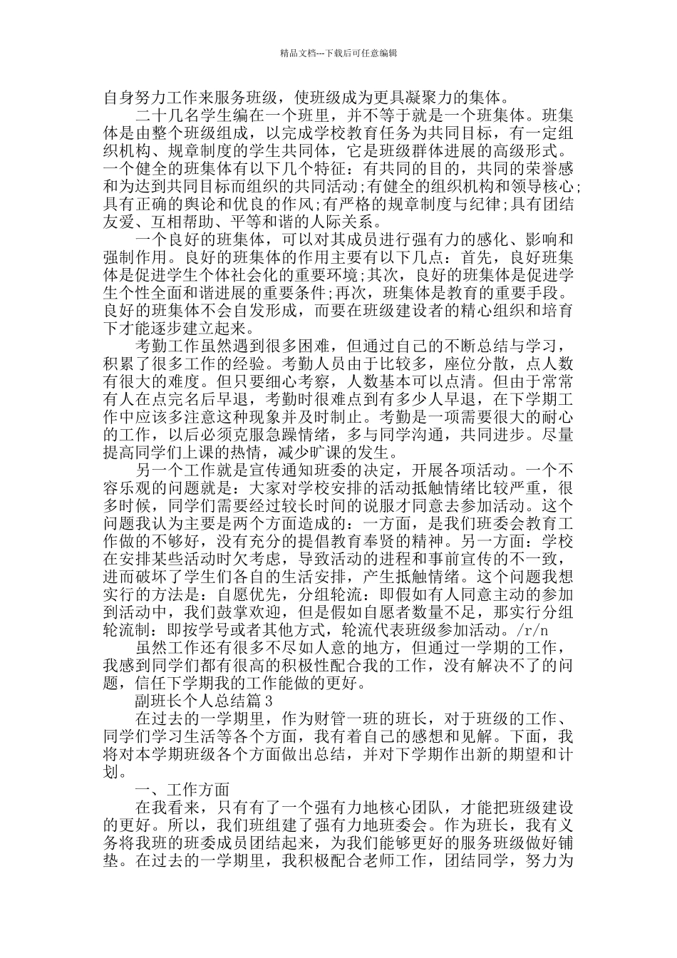 2024副班长个人总结5篇模板_第2页