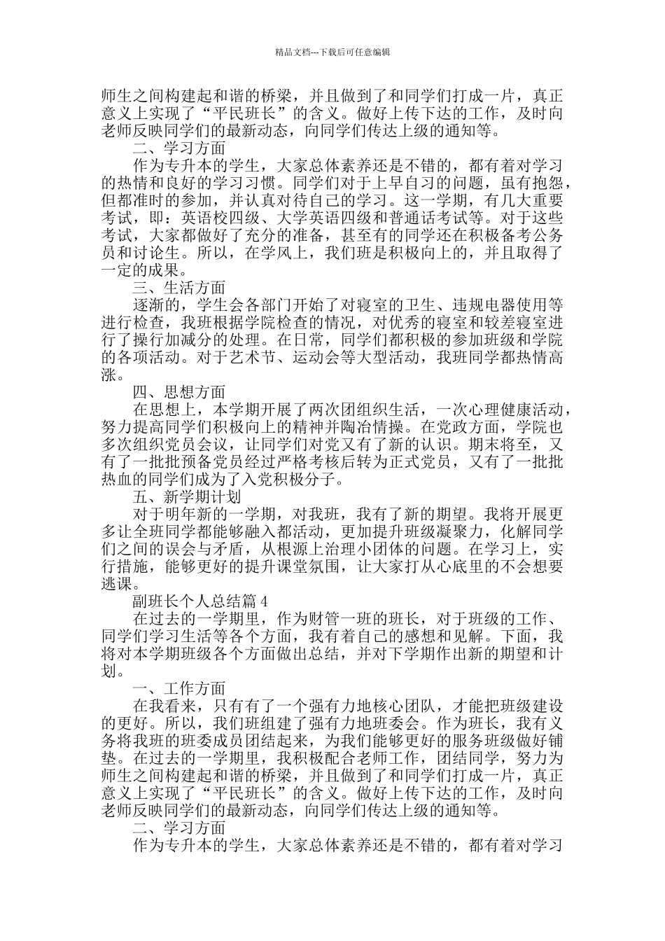 2024副班长个人总结5篇模板_第3页