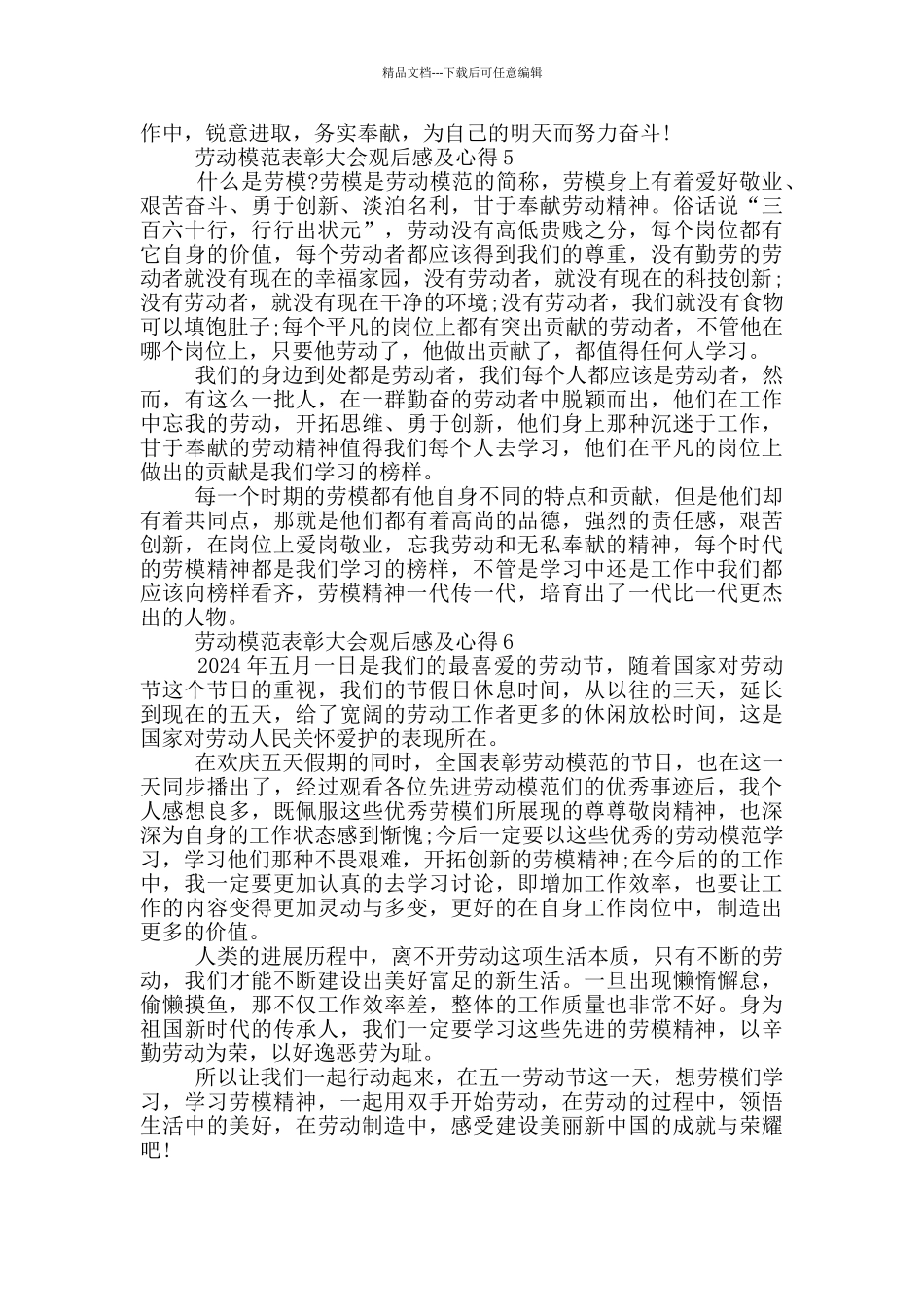 2024劳动模范表彰大会观后感及心得6篇_第3页