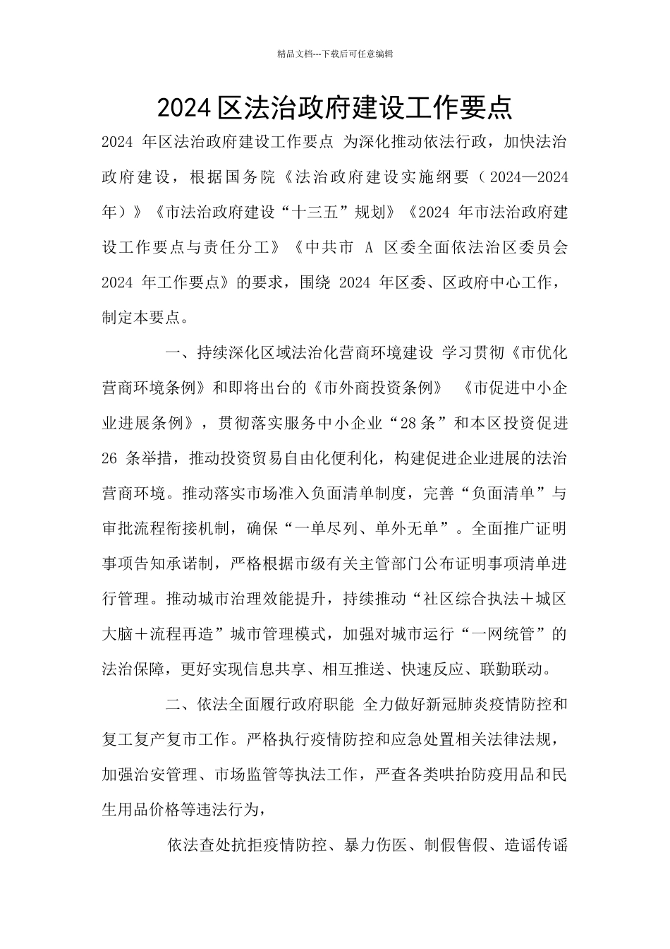 2024区法治政府建设工作要点_第1页