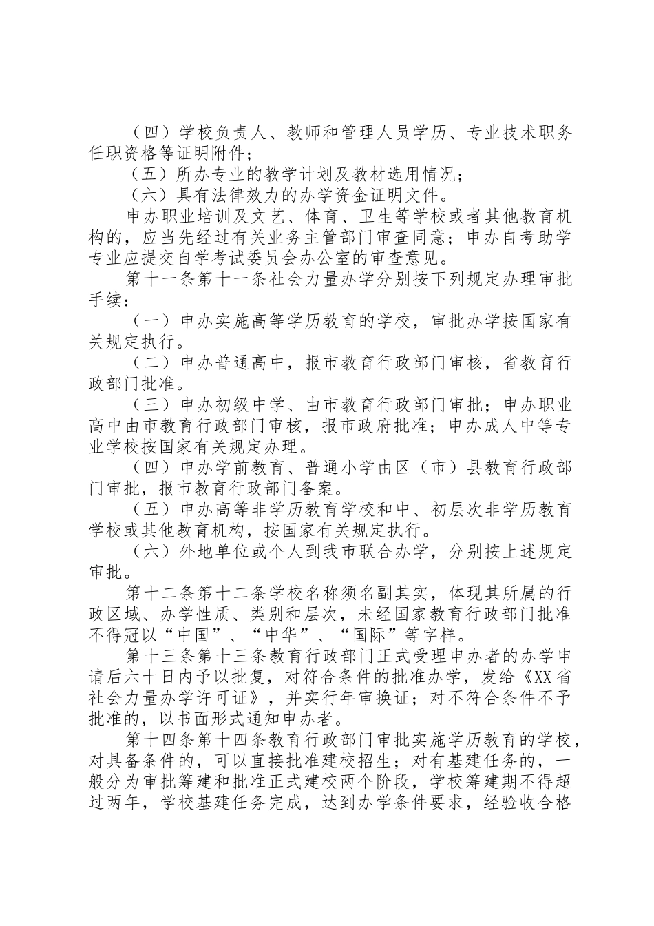 XX市社会力量办学管理条例_第3页