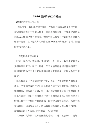 2024医药年终工作总结