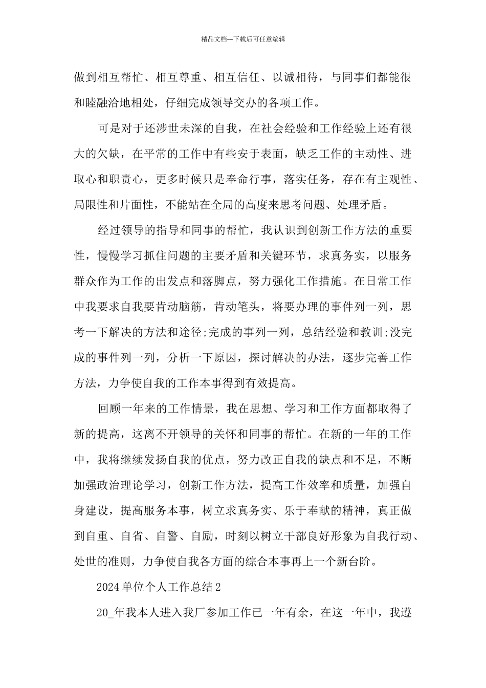 2024单位个人工作总结5篇_第2页