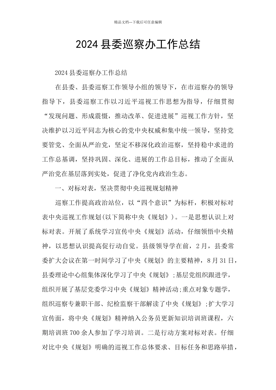 2024县委巡察办工作总结_第1页