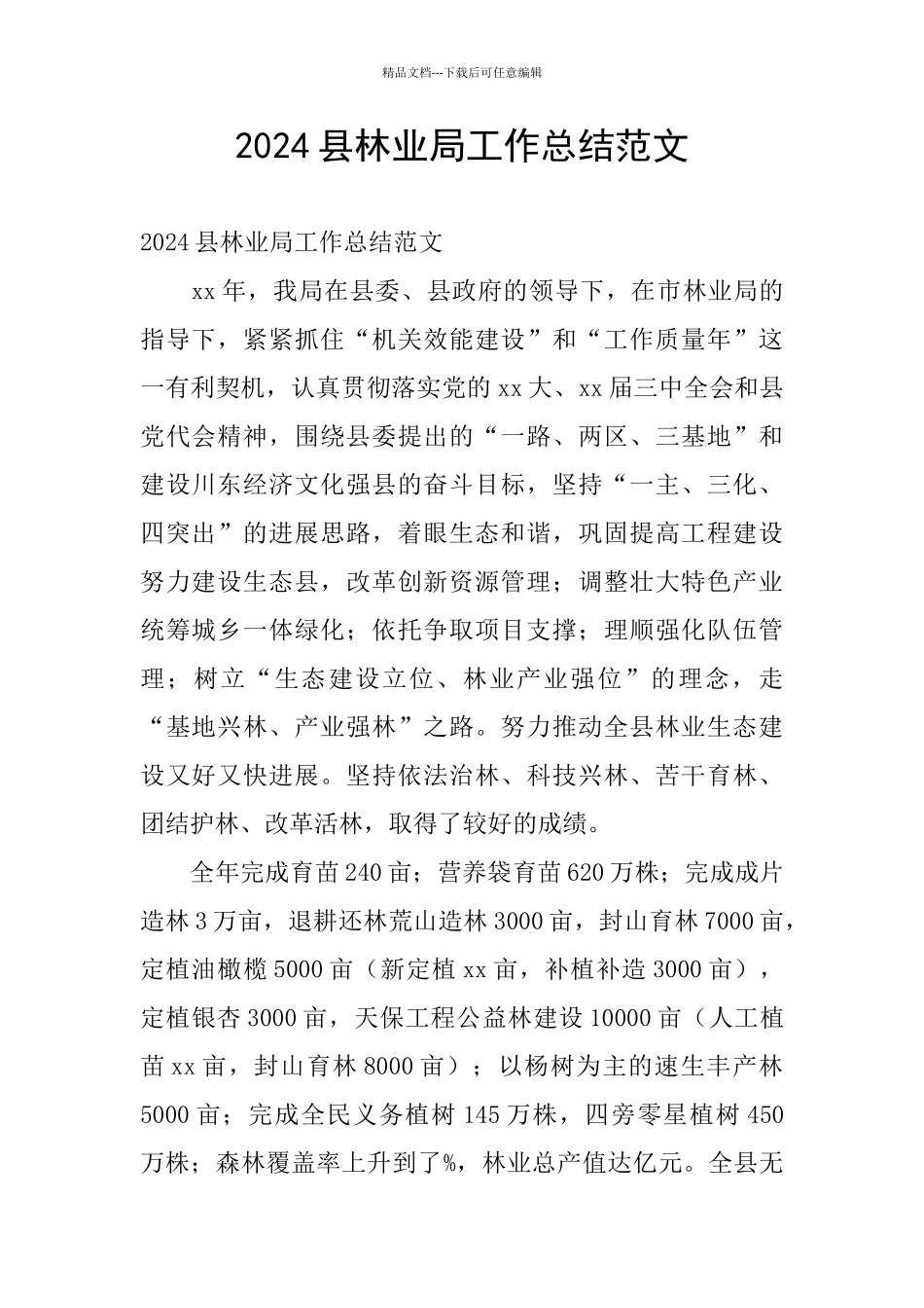 2024县林业局工作总结范文_第1页